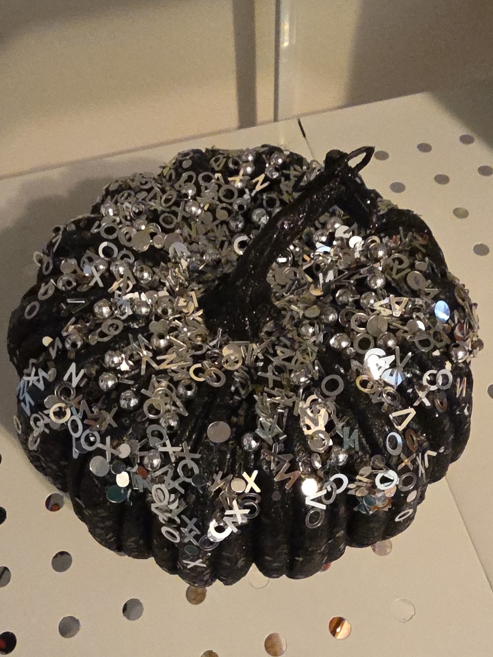Black Sequin Accent Pumpkin – Sparkling Black Decorative Accessory